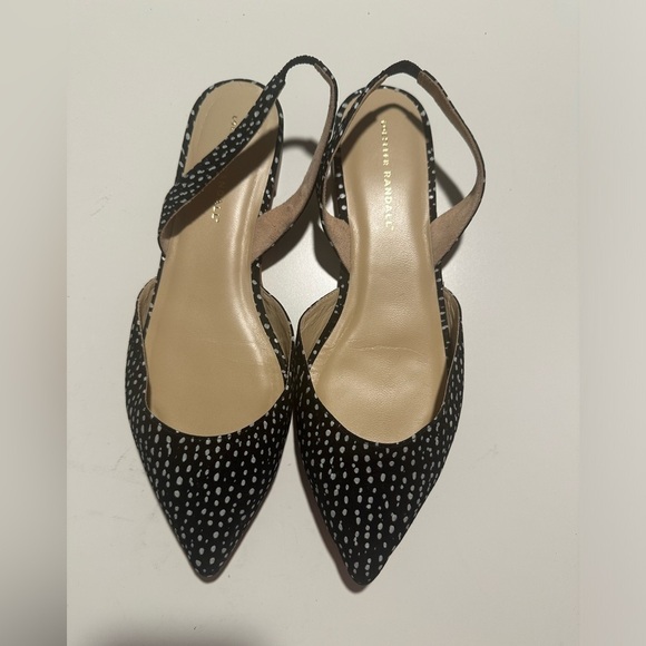 Loeffler Randall Flore Slingback flats Black White Speckled Leather Women\'s 10